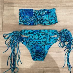 MIKOH Bandeau Watercolor Bikini Size Small